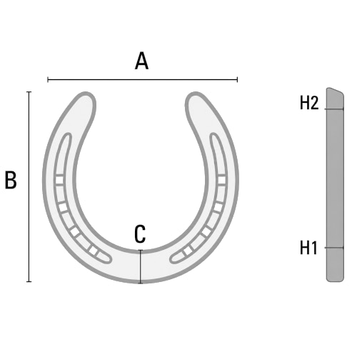 Roller Wedge Aluminum 3 diagram with A, B, C, H1, and H2 measurement callouts